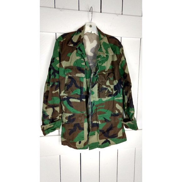Army green jungle camo camouflage marines military field jacket small long - Picture 2 of 3